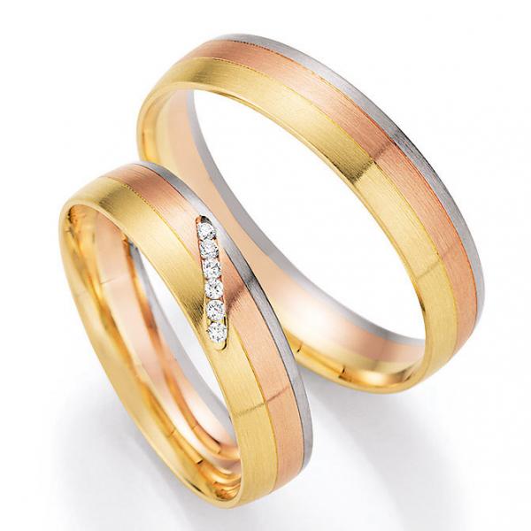 Nowotny-Collection Ruesch Trauringe Tricolour 66/43110-045 + 66/43120-045